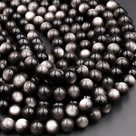 AAA Natural Silver Obsidian Beads 4mm 6mm 8mm 10mm 12mm 15.5" Strand