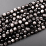 AAA Natural Silver Obsidian Beads 4mm 6mm 8mm 10mm 12mm 15.5" Strand