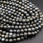 Rare Nipomo Marcasite Agate From California Natural Pyrite in Agate 6mm 8mm 10mm Round Beads Powerful Manifestation Stone 15.5" Strand