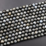 Rare Nipomo Marcasite Agate From California Natural Pyrite in Agate 6mm 8mm 10mm Round Beads Powerful Manifestation Stone 15.5" Strand