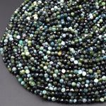 Natural Paraiba Blue Tourmaline Faceted 2mm 3mm 4mm Round Beads Diamond Cut Gemstone 15.5" Strand