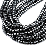 Natural Black Hematite Smooth Rondelle beads 3mm 4mm 6mm 8mm Heishi 15.5" Strand