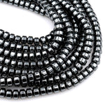 Natural Black Hematite Smooth Rondelle beads 3mm 4mm 6mm 8mm Heishi 15.5" Strand