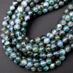 AAA Natural Green Moss Agate Round Beads 4mm 6mm 8mm 10mm 12mm Round Beads 15.5" Strand