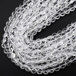 AAA Super Clear Real Genuine Natural Rock Crystal Quartz 6mm 8mm 10mm Faceted Coin Beads 15.5" Strand