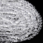 AAA Super Clear Real Genuine Natural Rock Crystal Quartz 6mm 8mm 10mm Faceted Coin Beads 15.5" Strand