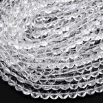 AAA Super Clear Real Genuine Natural Rock Crystal Quartz 6mm 8mm 10mm Faceted Coin Beads 15.5" Strand