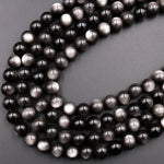 AAA Natural Silver Obsidian Beads 4mm 6mm 8mm 10mm 12mm 15.5" Strand