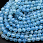 AAA Natural Argentina Lemurian Aquatine Calcite Aka Blue Calcite Smooth Round Beads 6mm 7mm 8mm 9mm 10mm 12mm 13mm Gemstone 15.5" Strand