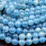AAA Natural Argentina Lemurian Aquatine Calcite Aka Blue Calcite Smooth Round Beads 6mm 7mm 8mm 9mm 10mm 12mm 13mm Gemstone 15.5" Strand