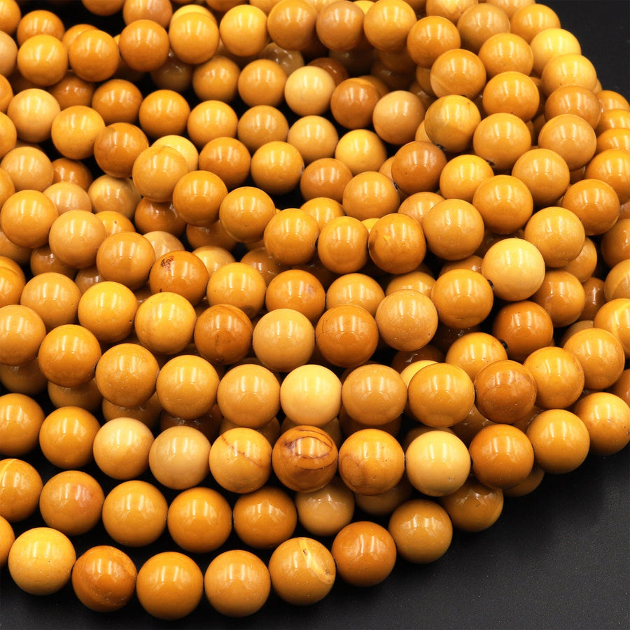 Natural Australian Yellow Mookaite 4mm 6mm 8mm 10mm 12mm Smooth Round Beads 15.5" Strand