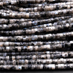 Natural Larvikite 3mm 4mm 6mm Heishi Rondelle Beads Aka Black Labradorite Norway Moonstone 15.5" Strand
