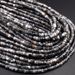 Natural Larvikite 3mm 4mm 6mm Heishi Rondelle Beads Aka Black Labradorite Norway Moonstone 15.5" Strand