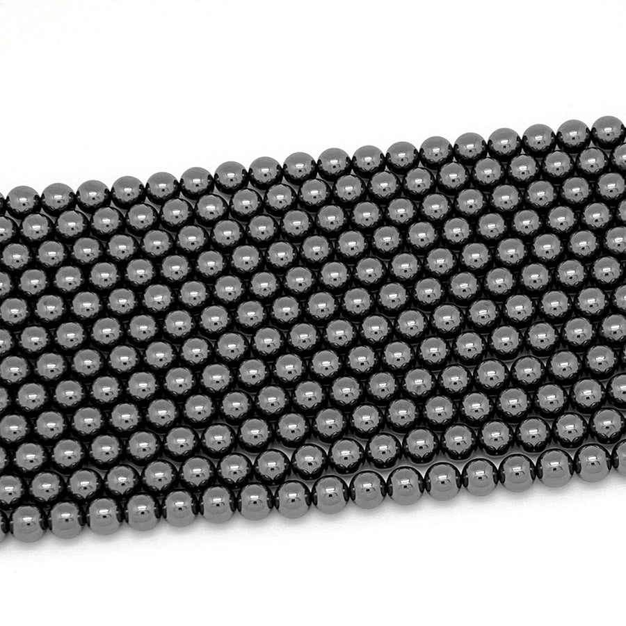 Natural Black Hematite Smooth 2mm 3mm 4mm 6mm 8mm 10mm Round Beads Sparkling Natural Black Gemstone 15.5" Strand