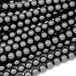 Natural Black Hematite Smooth 2mm 3mm 4mm 6mm 8mm 10mm Round Beads Sparkling Natural Black Gemstone 15.5" Strand