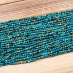 Natural Blue Chrysocolla 3mm Faceted Round Beads 15.5" Strand