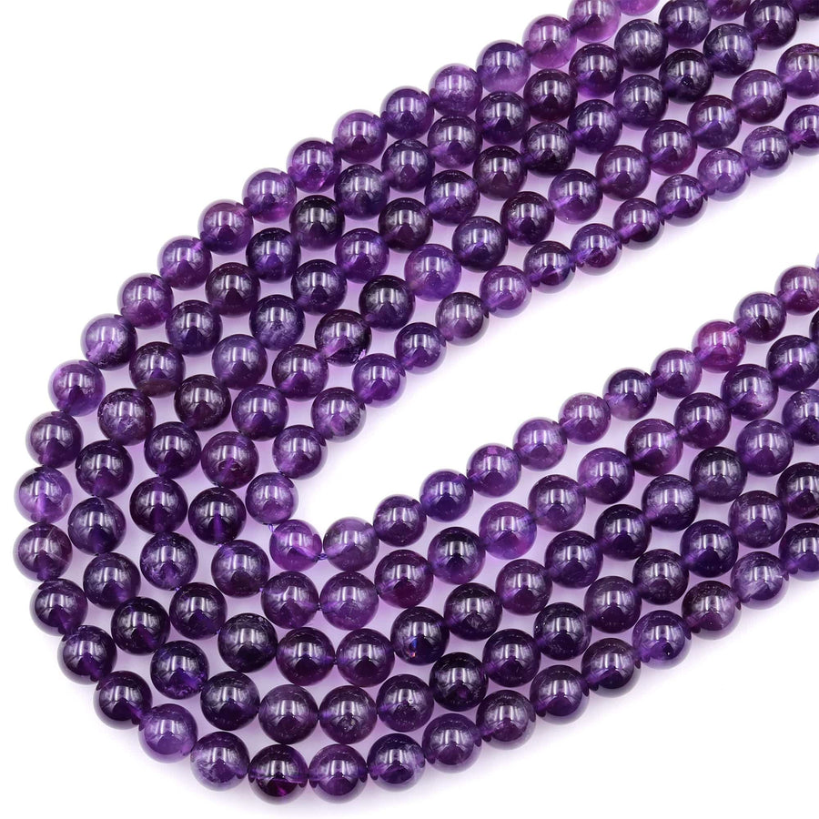 Natural Deep Purple Amethyst 4mm 6mm 8mm 10mm 12mm 14mm Round Beads High Quality AA Grade 15.5" Strand