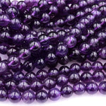 Natural Deep Purple Amethyst 4mm 6mm 8mm 10mm 12mm 14mm Round Beads High Quality AA Grade 15.5" Strand