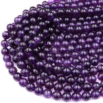 Natural Deep Purple Amethyst 4mm 6mm 8mm 10mm 12mm 14mm Round Beads High Quality AA Grade 15.5" Strand