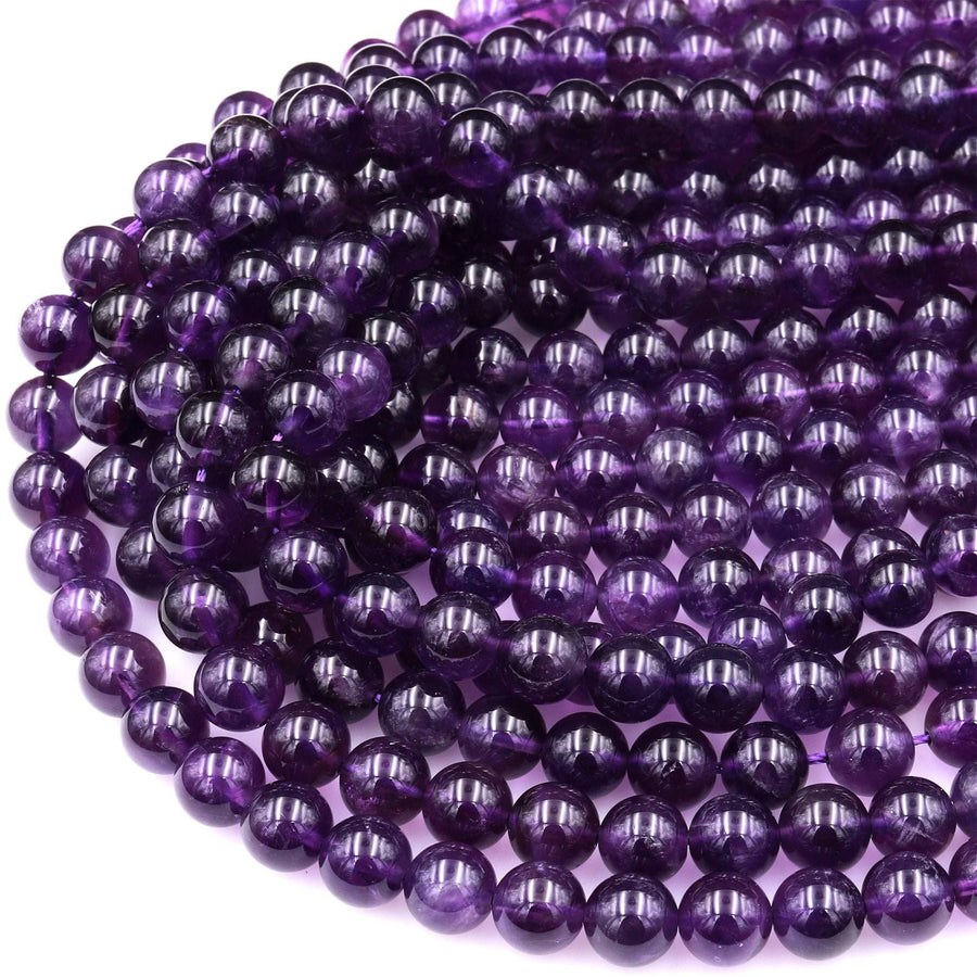 Natural Deep Purple Amethyst 4mm 6mm 8mm 10mm 12mm 14mm Round Beads High Quality AA Grade 15.5" Strand