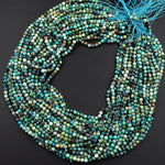 Natural Dragon Skin Turquoise Faceted 3mm 4mm 5mm 6mm Round Beads Real Genuine Turquoise Micro Faceted Diamond Cut 15.5" Strand