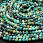 Natural Dragon Skin Turquoise Faceted 3mm 4mm 5mm 6mm Round Beads Real Genuine Turquoise Micro Faceted Diamond Cut 15.5" Strand