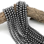 Natural Black Hematite Smooth 2mm 3mm 4mm 6mm 8mm 10mm Round Beads Sparkling Natural Black Gemstone 15.5" Strand