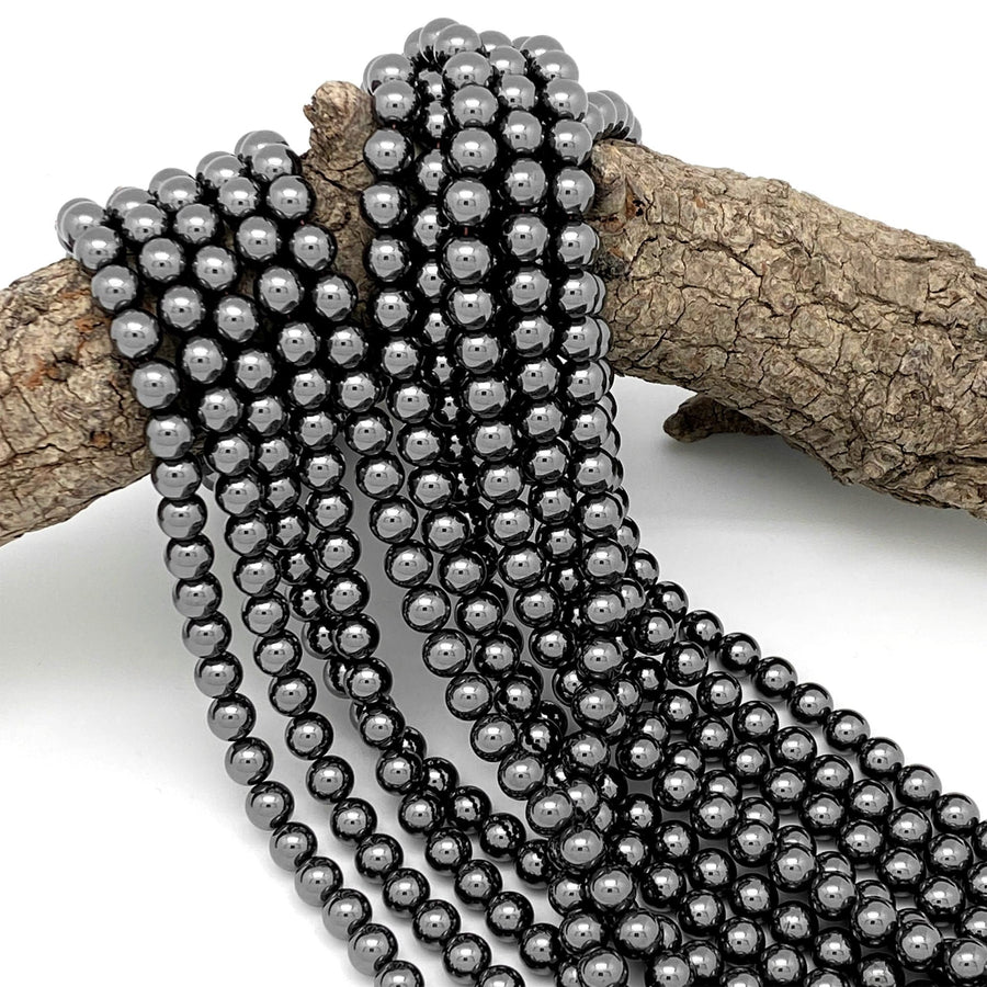 Natural Black Hematite Smooth 2mm 3mm 4mm 6mm 8mm 10mm Round Beads Sparkling Natural Black Gemstone 15.5" Strand