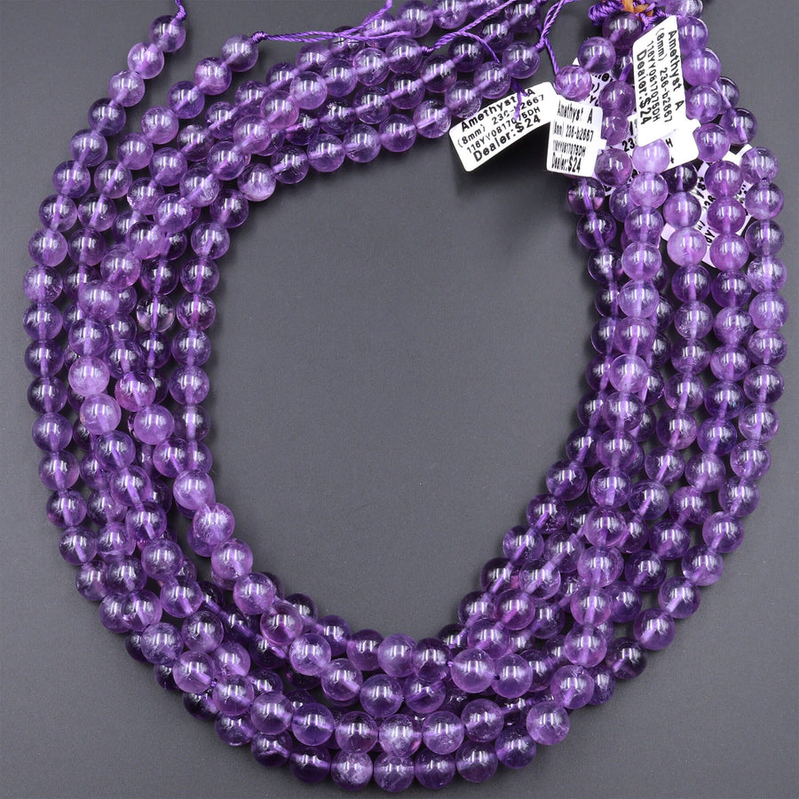 Natural Amethyst 3mm 4mm 6mm 8mm 10mm Round Beads Superior AA Grade High Quality Polished Rich Purple Spheres Gemstone Beads 15.5" Strand