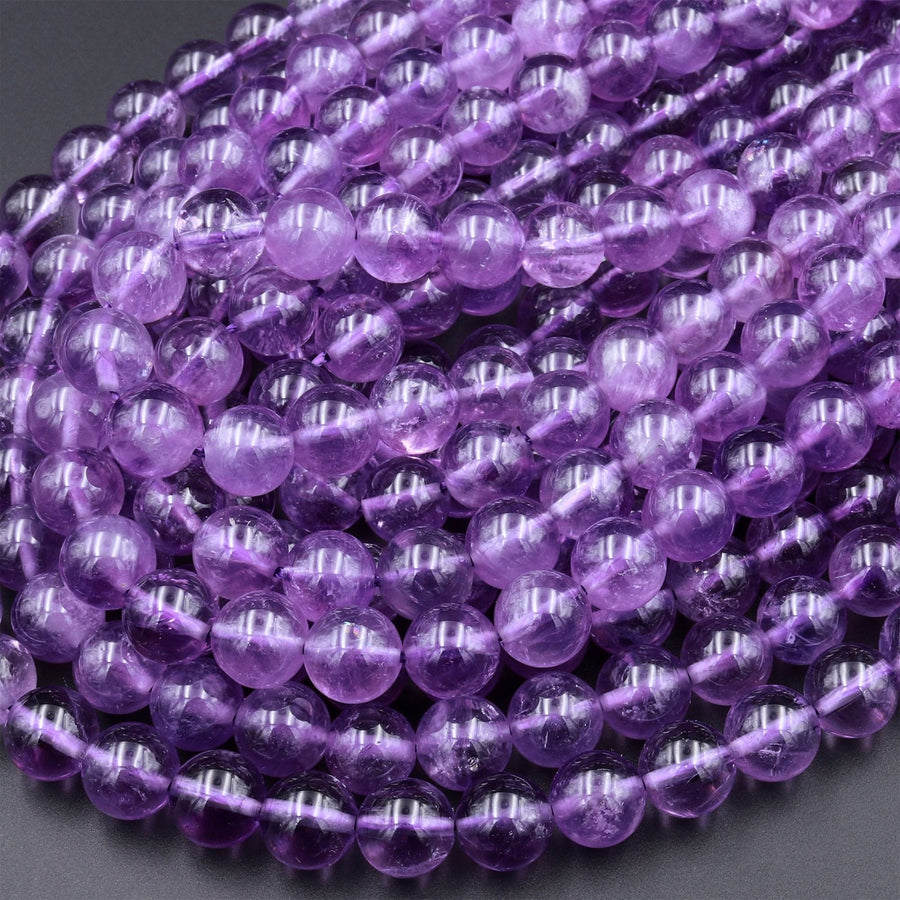 Natural Amethyst 3mm 4mm 6mm 8mm 10mm Round Beads Superior AA Grade High Quality Polished Rich Purple Spheres Gemstone Beads 15.5" Strand