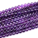 Natural Deep Purple Amethyst 4mm 6mm 8mm 10mm 12mm 14mm Round Beads High Quality AA Grade 15.5" Strand