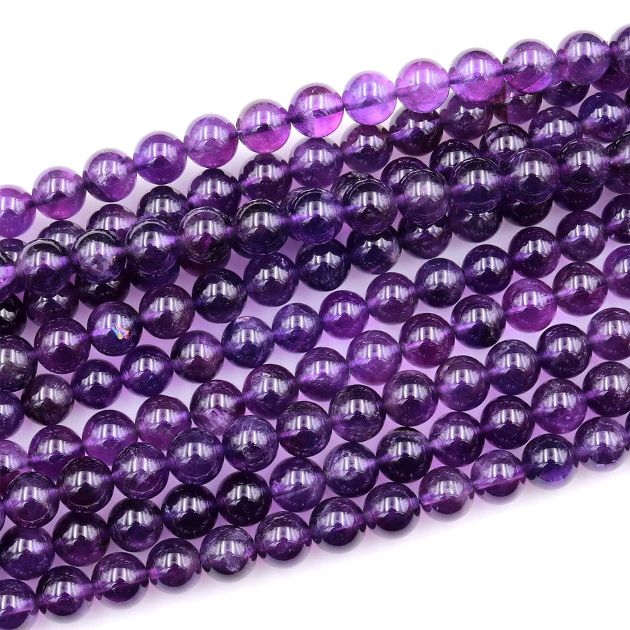 Natural Deep Purple Amethyst 4mm 6mm 8mm 10mm 12mm 14mm Round Beads High Quality AA Grade 15.5" Strand