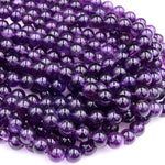 Natural Deep Purple Amethyst 4mm 6mm 8mm 10mm 12mm 14mm Round Beads High Quality AA Grade 15.5" Strand
