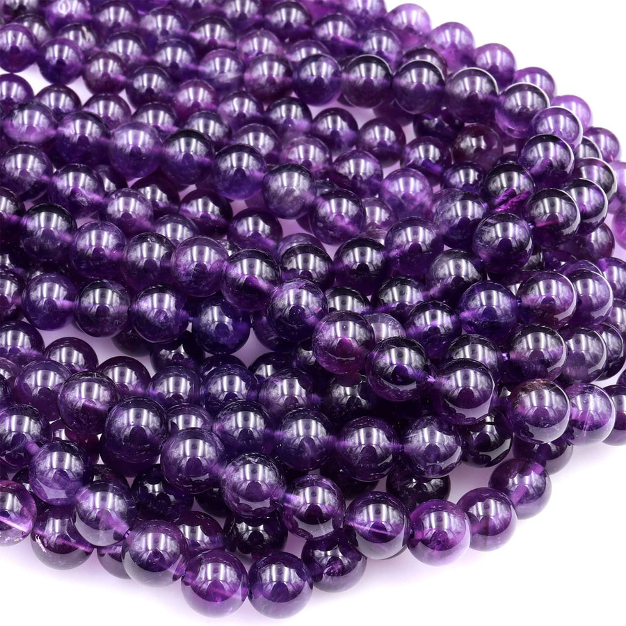Natural Deep Purple Amethyst 4mm 6mm 8mm 10mm 12mm 14mm Round Beads High Quality AA Grade 15.5" Strand