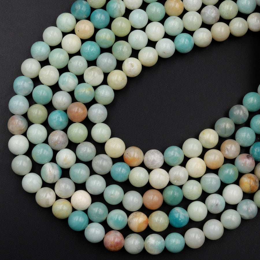 Natural Amazonite Round Beads 3mm 4mm 6mm 8mm 10mm A Grade Multicolor Amazonite 15.5" Strand