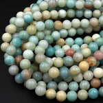 Natural Amazonite Round Beads 3mm 4mm 6mm 8mm 10mm A Grade Multicolor Amazonite 15.5" Strand