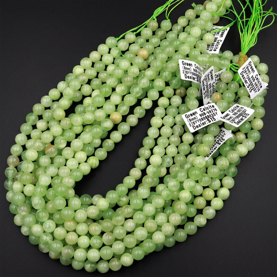 Green Calcite Round Beads 4mm 6mm 8mm 10mm 12mm 15.5" Strand