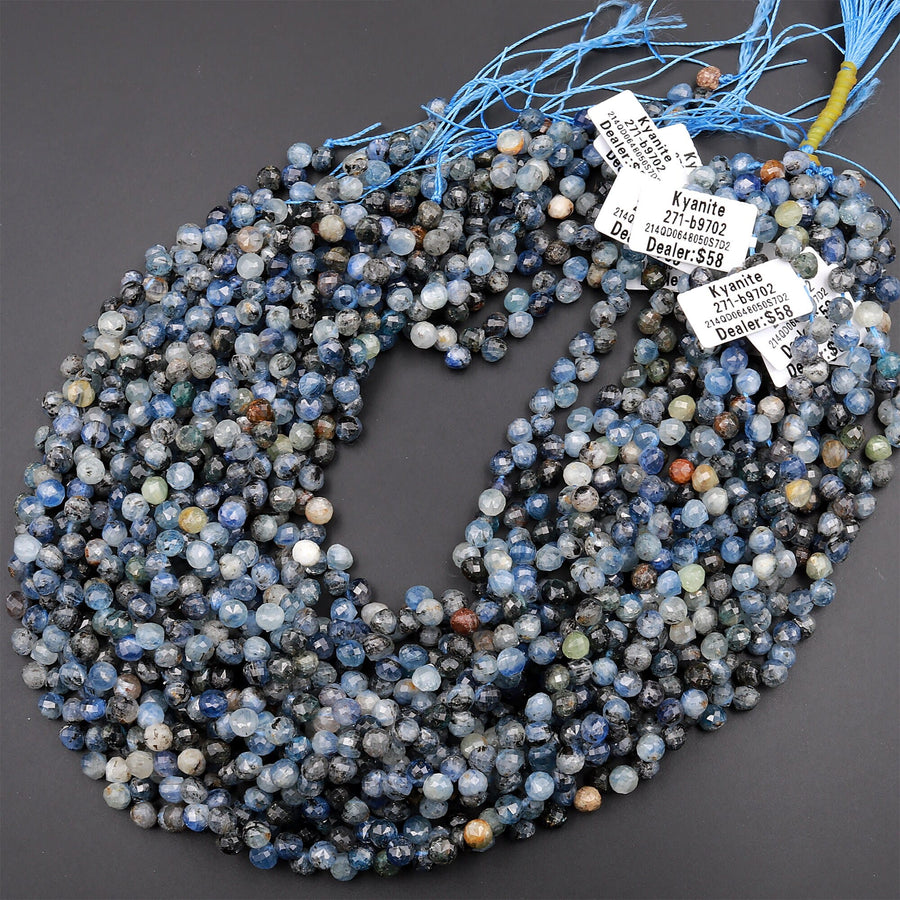 Natural Multicolor Kyanite Faceted 6mm Rounded Teardrop Briolette Beads 15.5" Strand