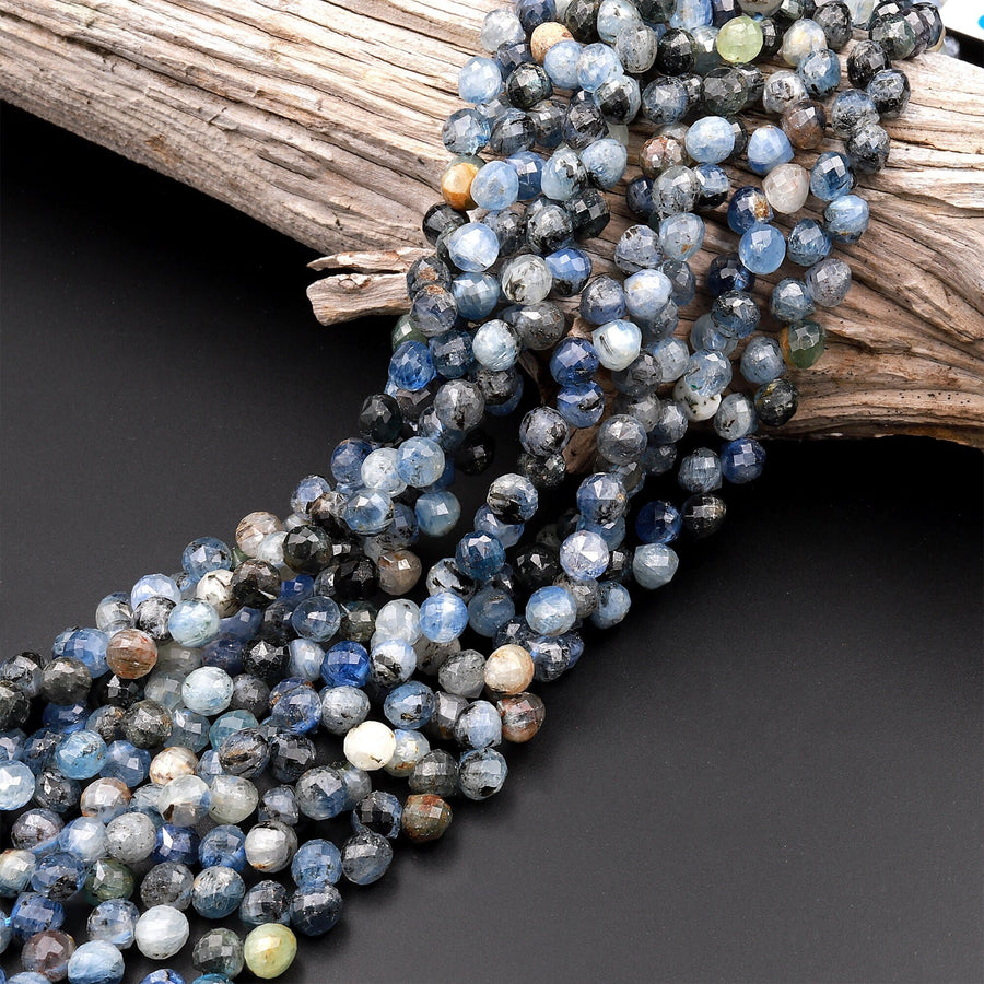Natural Multicolor Kyanite Faceted 6mm Rounded Teardrop Briolette Beads 15.5" Strand