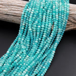 AAA Peruvian Amazonite 5mm Faceted Rondelle Beads Micro Diamond Cut Natural Sea Blue Green Gemstone 15.5" Strand