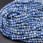 AA Natural Blue Kyanite Faceted 3mm 4mm 5mm Round Beads 15.5" Strand