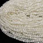 AAA Natural White Mother of Pearl 2mm 3mm 4mm 6mm 8mm Faceted Round Beads Laser Diamond Cut Iridescent Pearl Gemstone 15.5" Strand