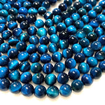AAA Mystic Blue Tiger's Eye 4mm 6mm 8mm 10mm Smooth Round Beads 15.5" Strand