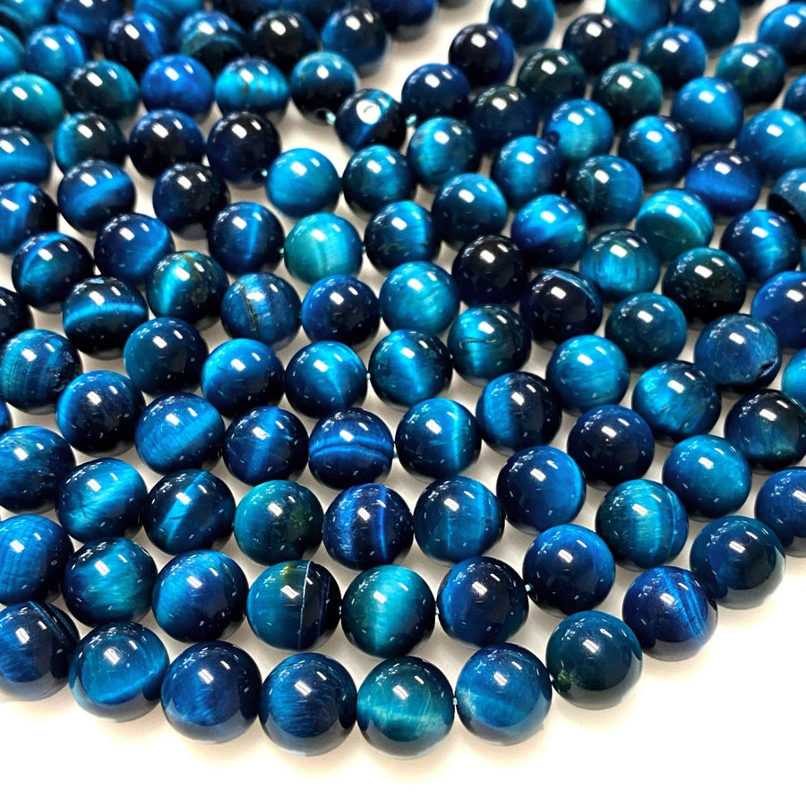 AAA Mystic Blue Tiger's Eye 4mm 6mm 8mm 10mm Smooth Round Beads 15.5" Strand