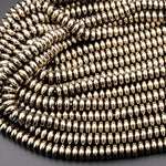 Titanium Pyrite 2mm 3mm 4mm 6mm 8mm Smooth Rondelle Heishi Beads 15.5" Strand