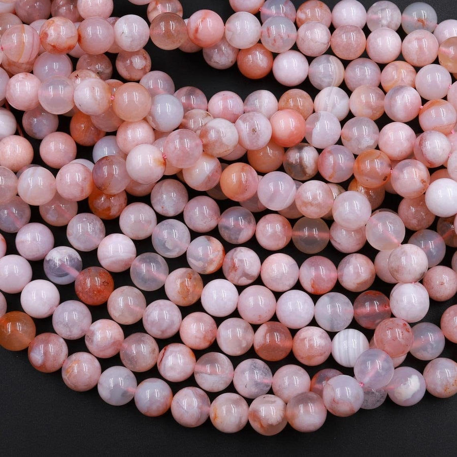 AAA Natural Cherry Blossom Agate Beads 4mm 6mm 8mm 10mm Round Beads Aka Flower Agate 15.5" Strand