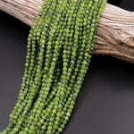 AA Faceted Canadian Jade 2mm 3mm 4mm 6mm Round Beads Micro Cut Natural Green Jade Gemstone 15.5" Strand