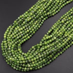 AA Faceted Canadian Jade 2mm 3mm 4mm 6mm Round Beads Micro Cut Natural Green Jade Gemstone 15.5" Strand