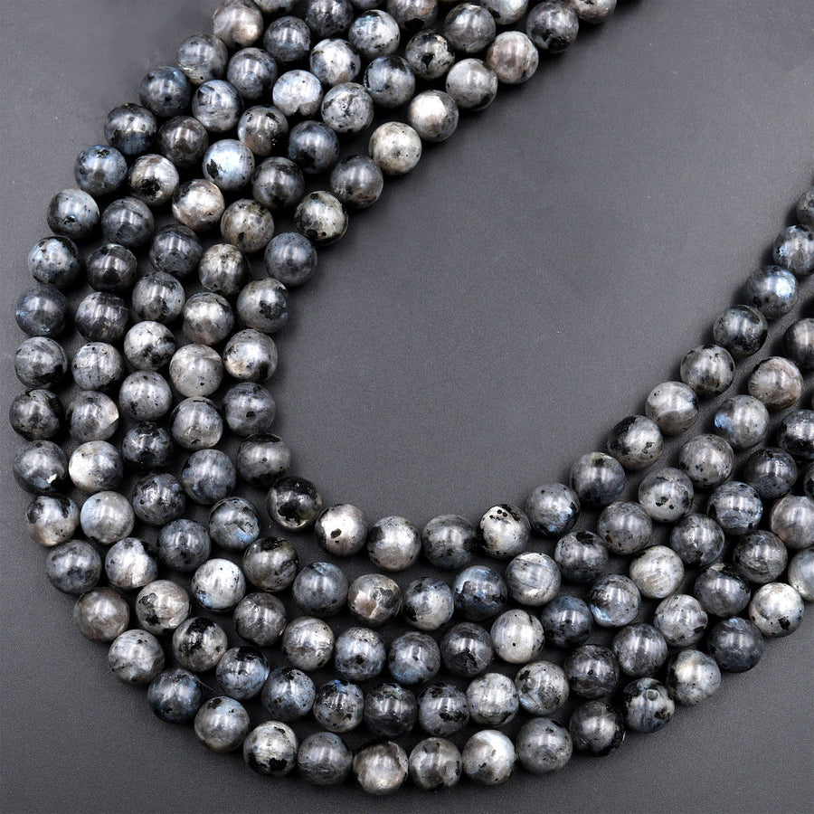 AAA Natural Larvikite 4mm 6mm 8mm 10mm Smooth Round Beads Aka Norway Moonstone Black Labradorite 15.5" Strand