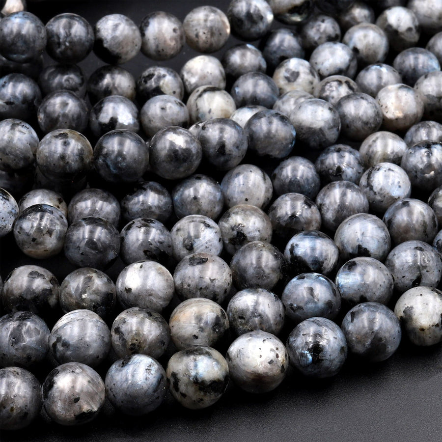 AAA Natural Larvikite 4mm 6mm 8mm 10mm Smooth Round Beads Aka Norway Moonstone Black Labradorite 15.5" Strand